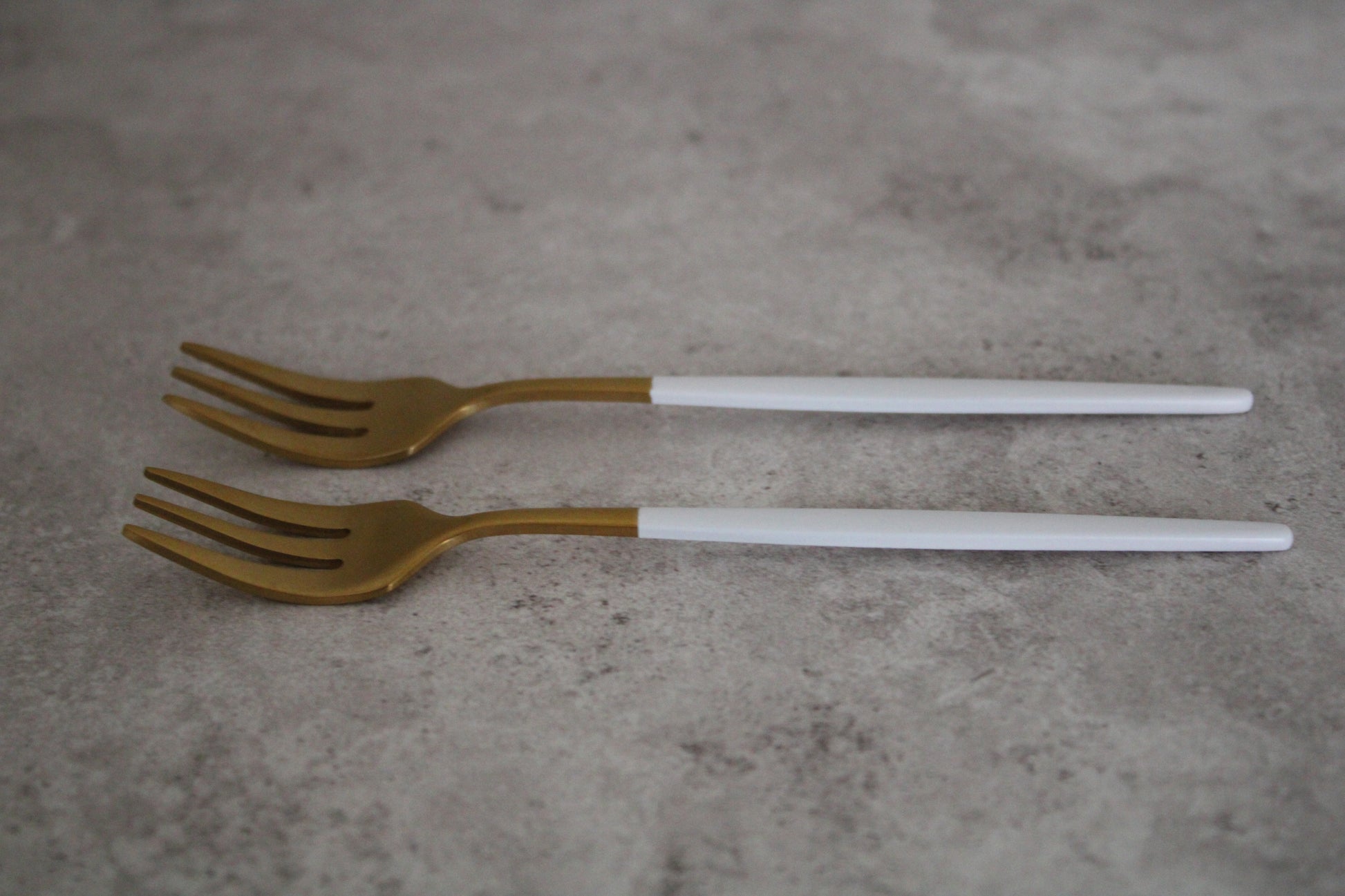 White and Gold Snack Forks - 14cm set of 2