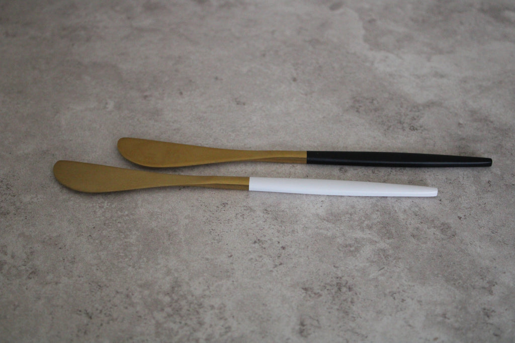 White and Gold Stainless Steel Butter Knife - 17cm