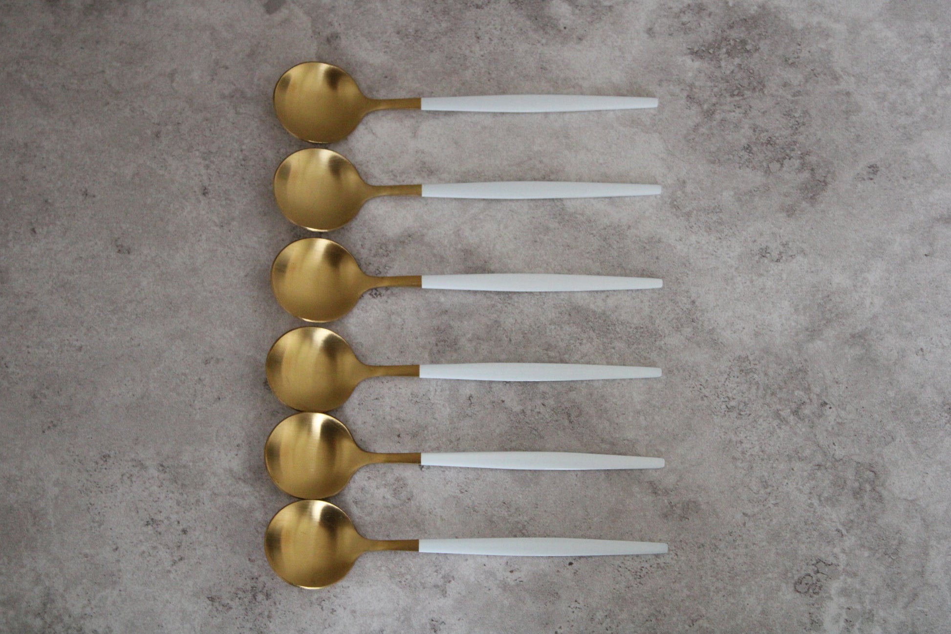 White and Gold teaspoons - Set of 6