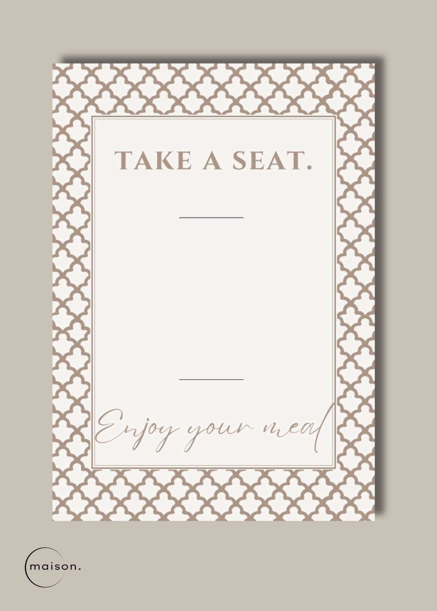 Taupe Trellis Name Place Cards | 30 Pack