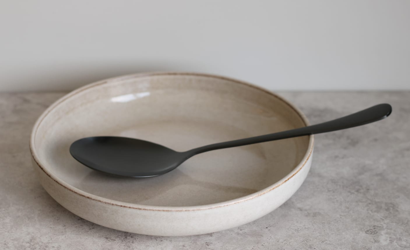 Stainless Steel Matte Black Serving Spoon - Extra Large - 25x6.5cm