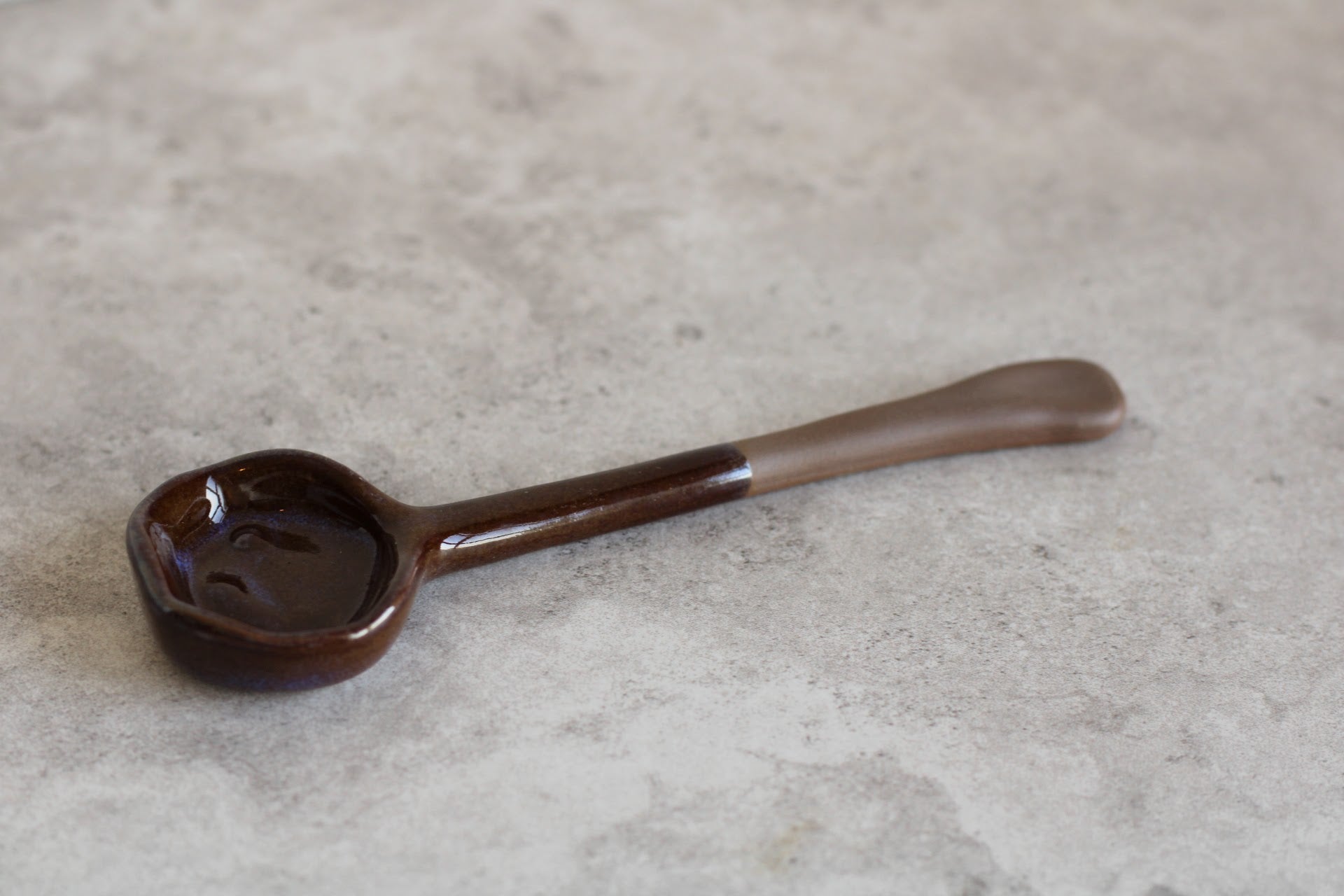 Brown Dual Texture Ceramic Spoon 16cm