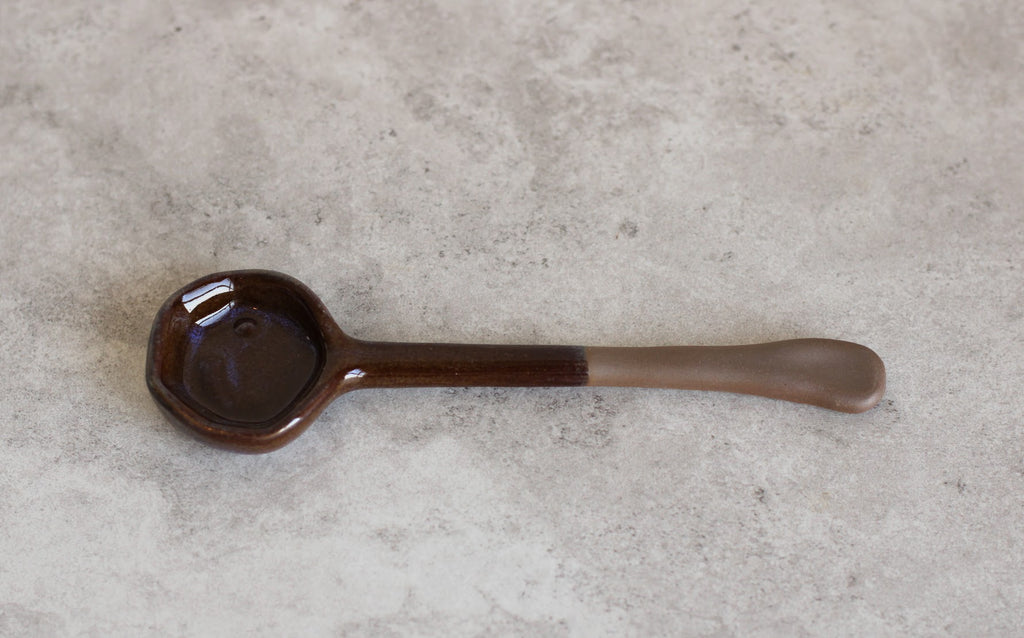 Brown Dual Texture Ceramic Spoon 16cm