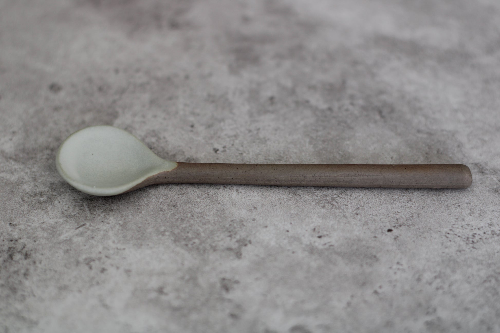 Brown and Cream Ceramic Teaspoon