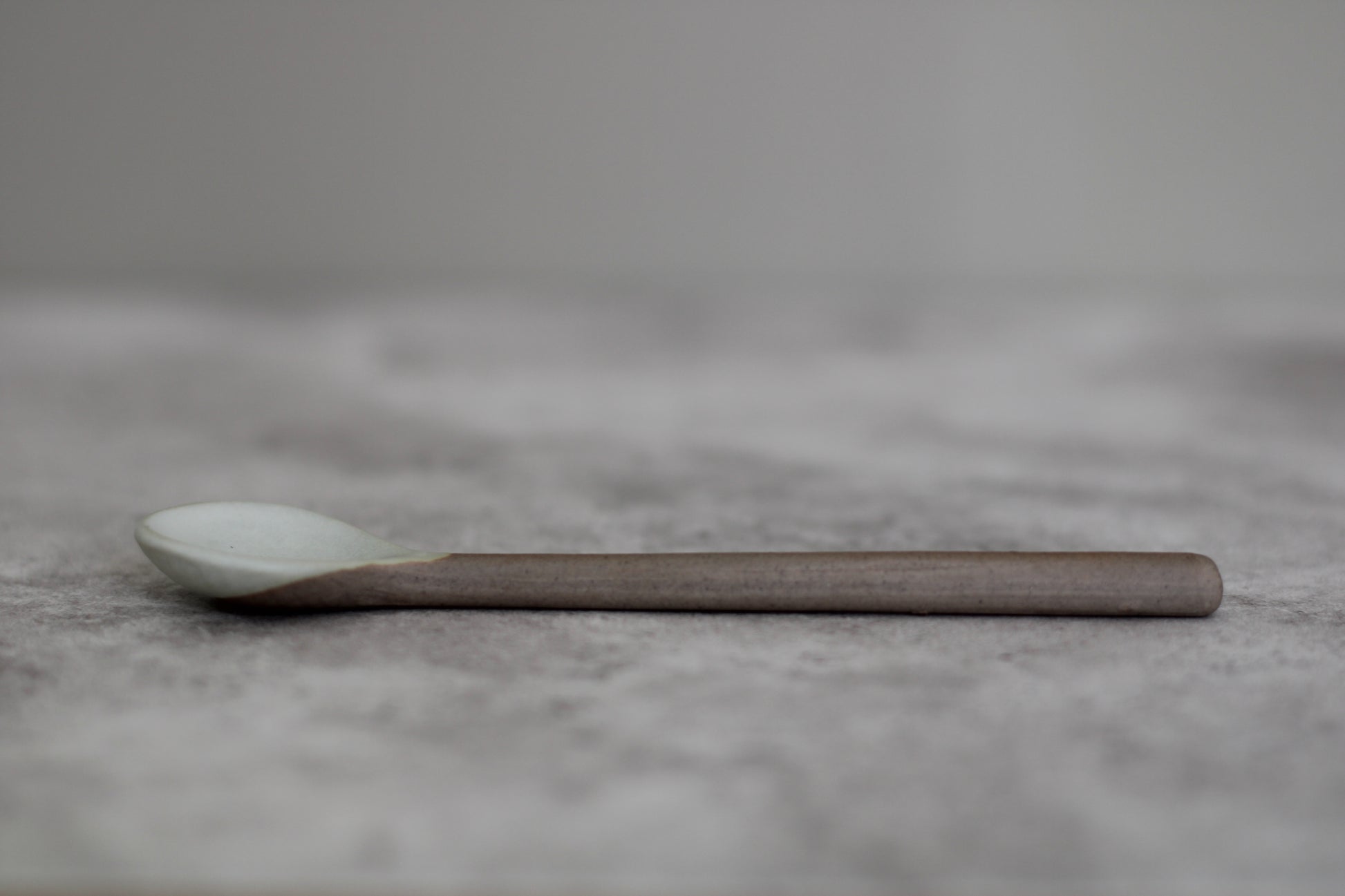 Brown and Cream Ceramic Teaspoon