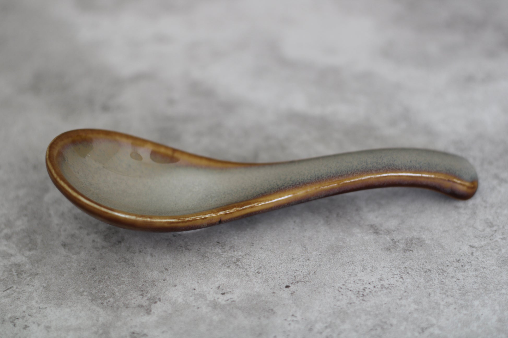 Beige/Brown Deep Ceramic Spoon - 14cm