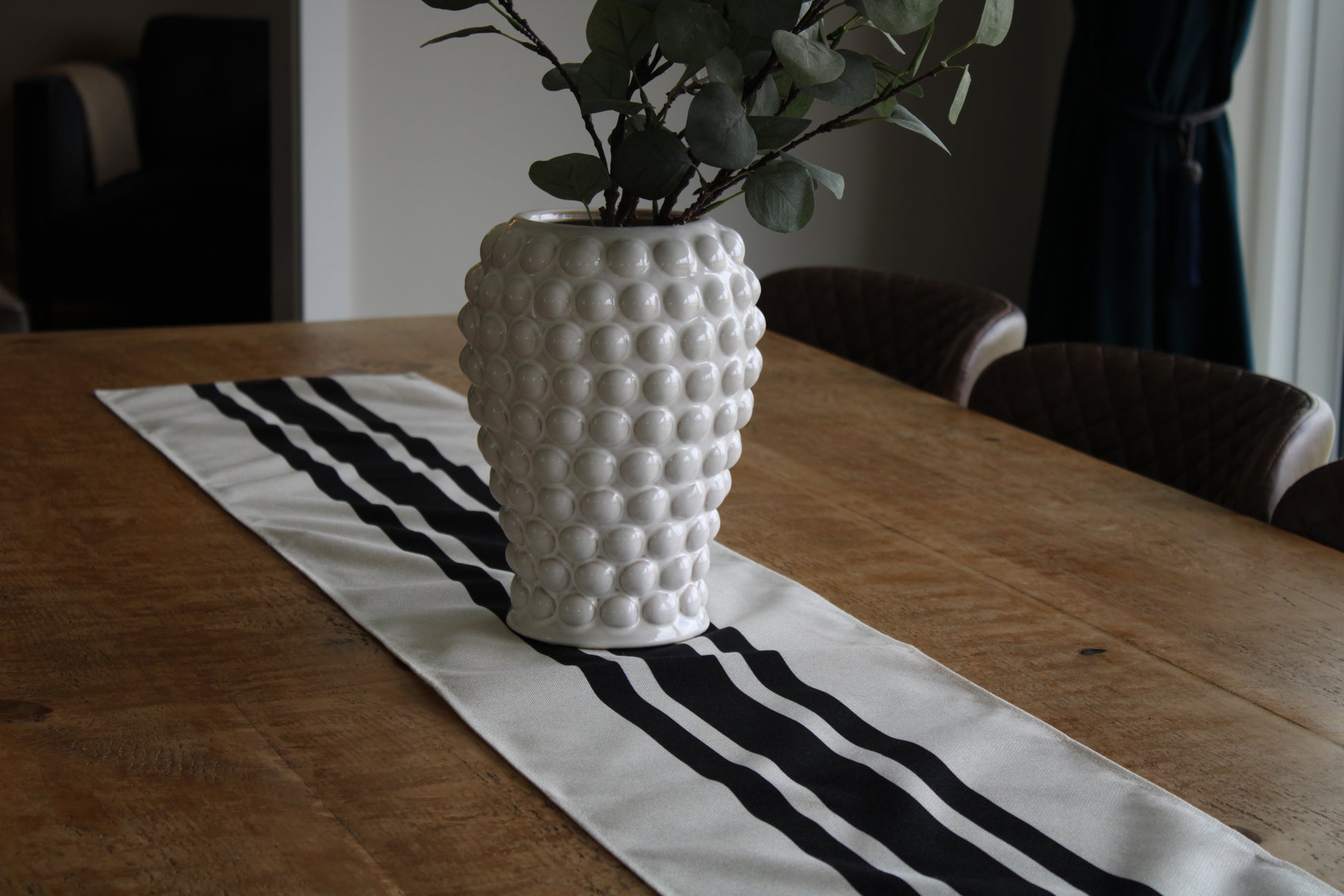 Black and Cream Table Runner