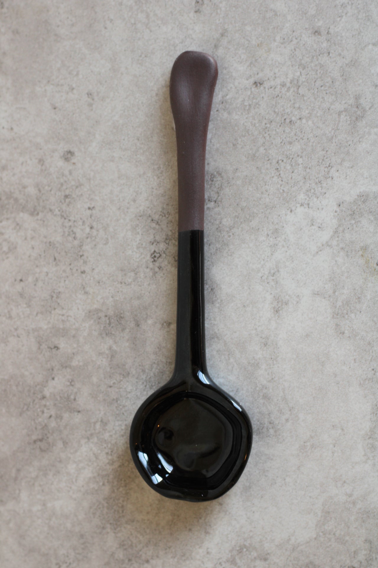 Black/Brown Dual Texture Ceramic Spoon 16cm
