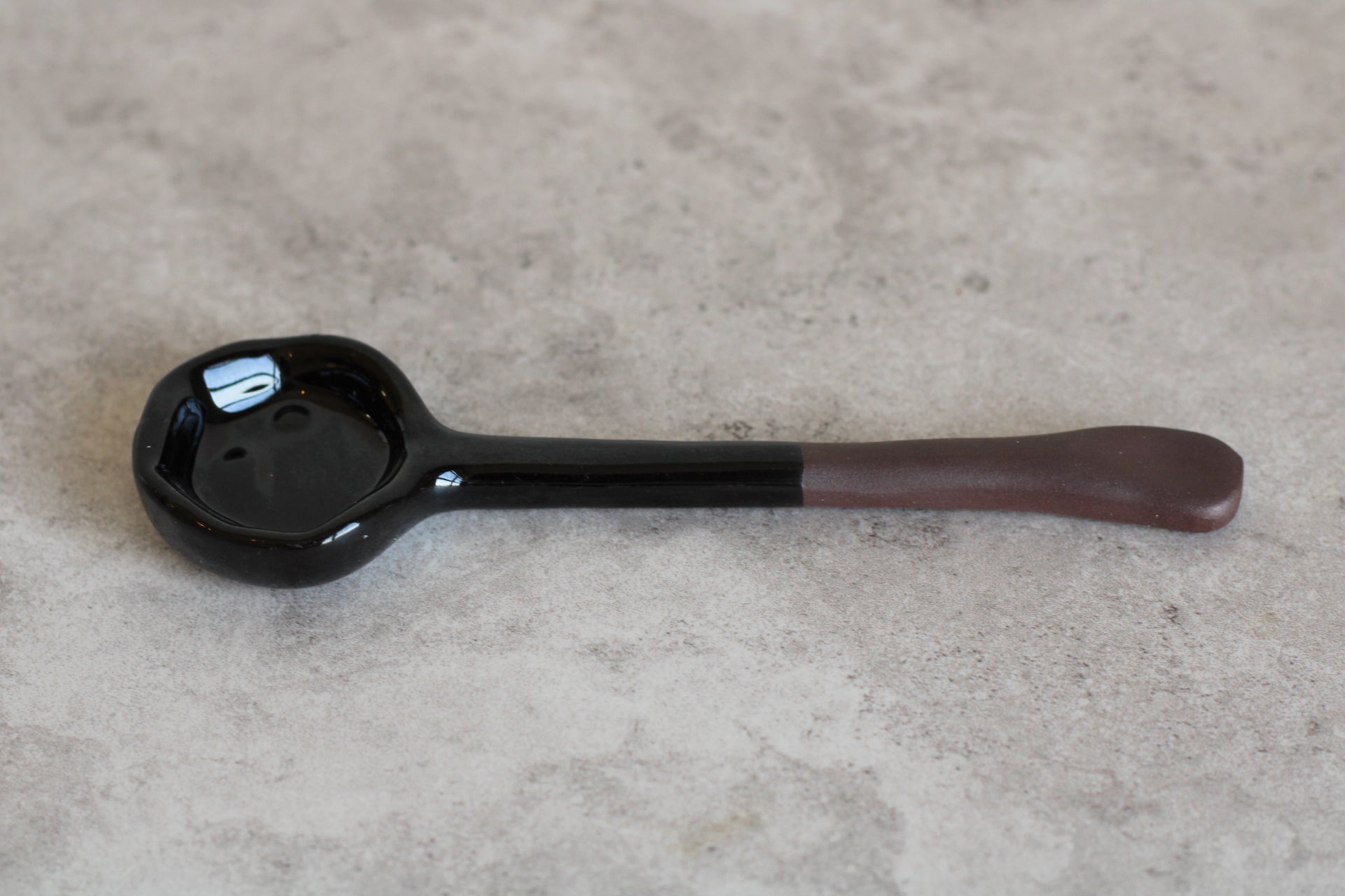 Black/Brown Dual Texture Ceramic Spoon 16cm