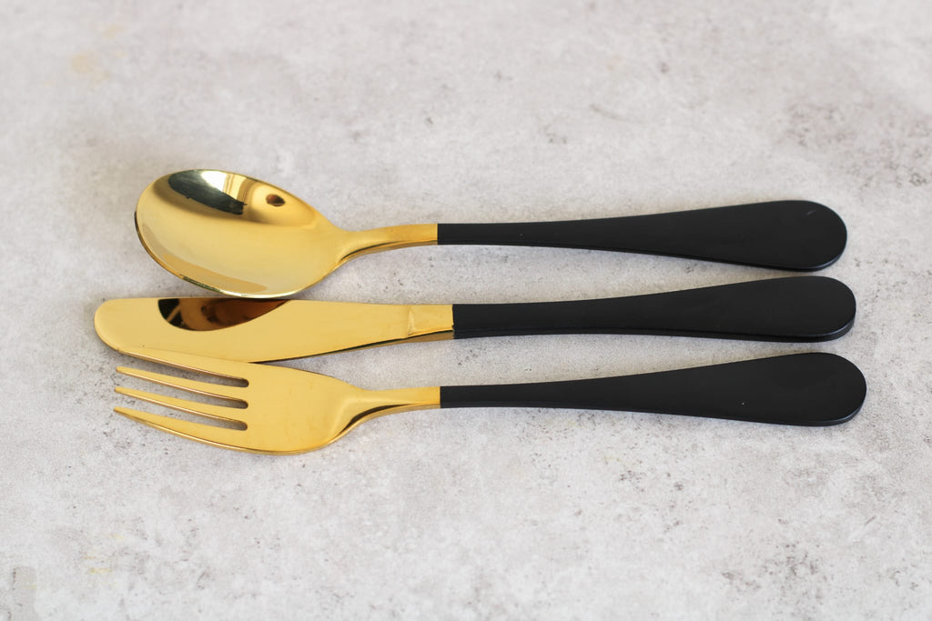 Black and Gold Children's 3 piece cutlery set