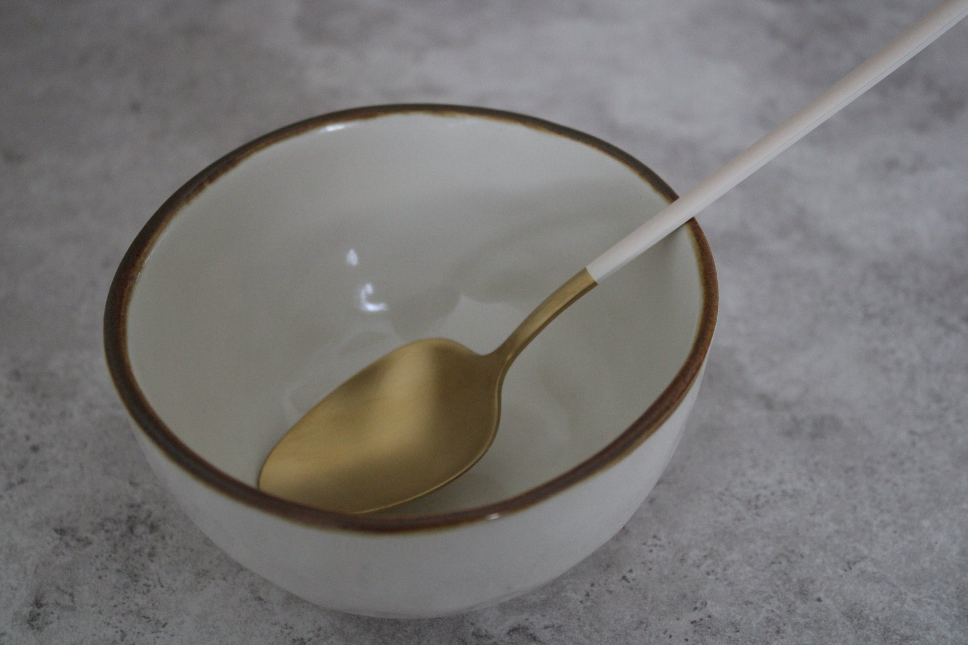 Beige and Gold Stainless Steel Dip Spoon - 18cm