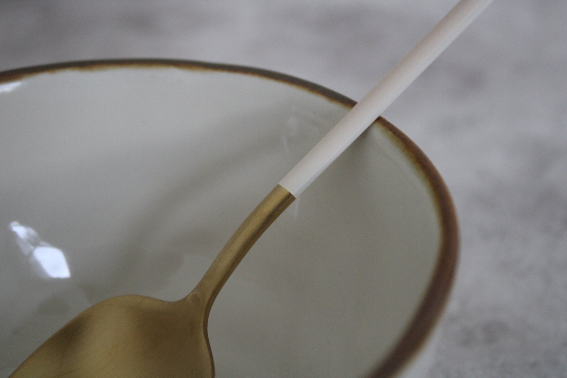 Beige and Gold Stainless Steel Dip Spoon - 18cm
