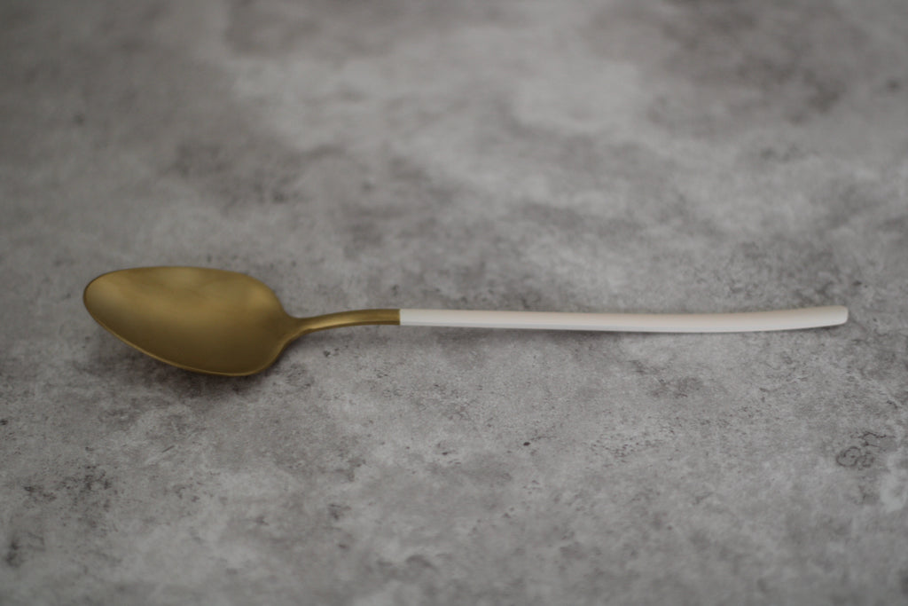Beige and Gold Stainless Steel Dip Spoon - 18cm