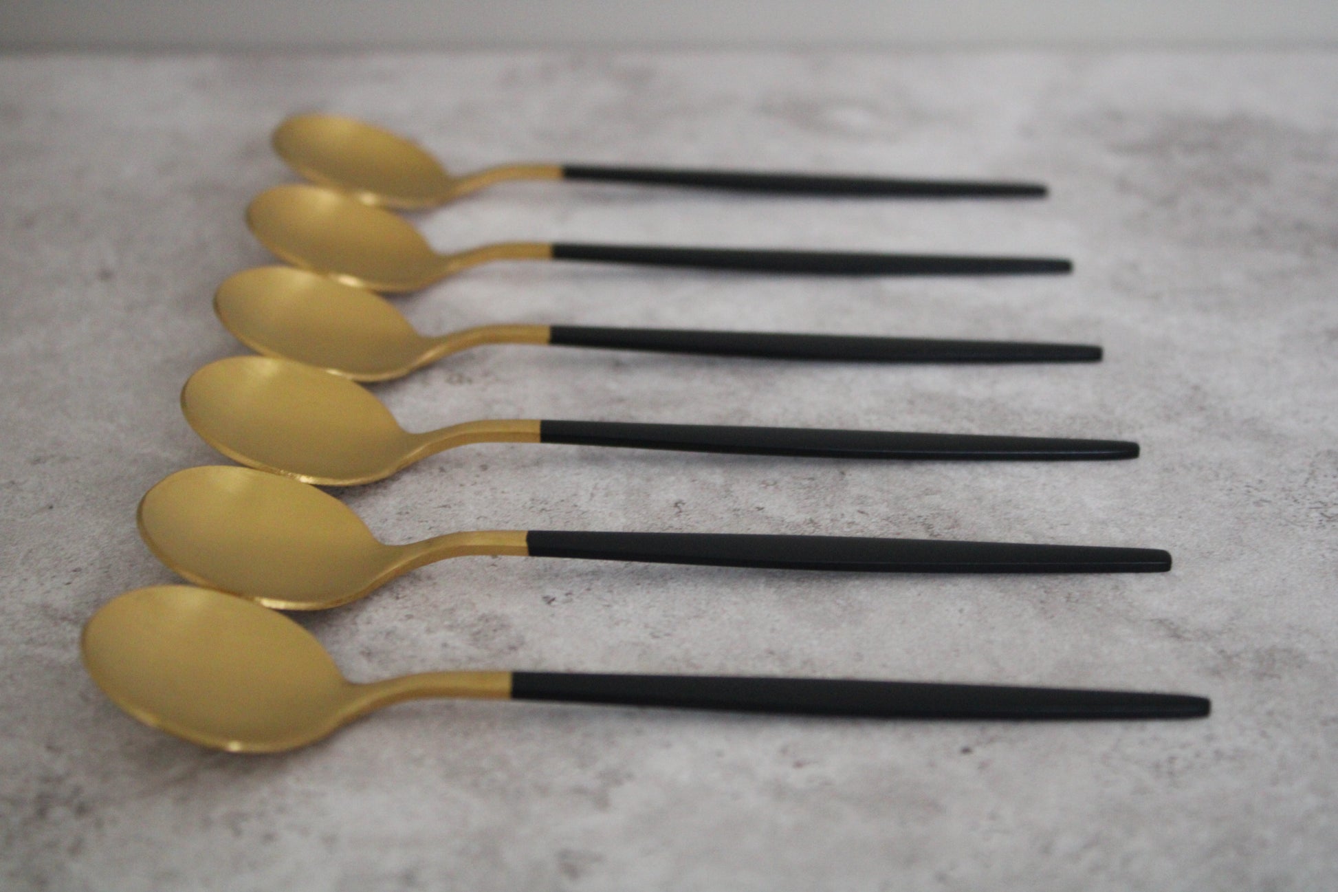 Black and Gold Stainless Steel Teaspoons - Set of 6