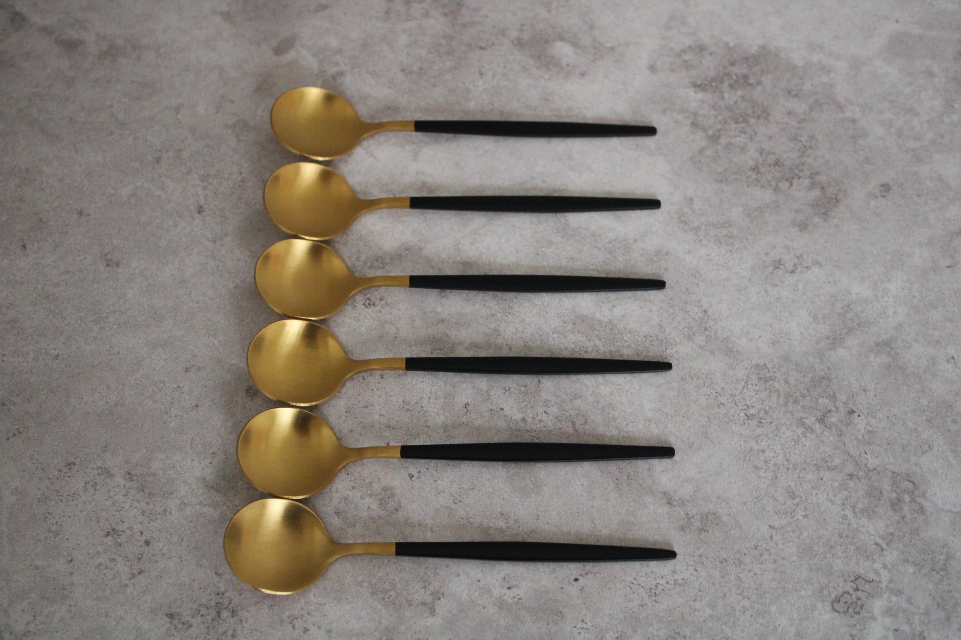 Black and Gold Stainless Steel Teaspoons - Set of 6
