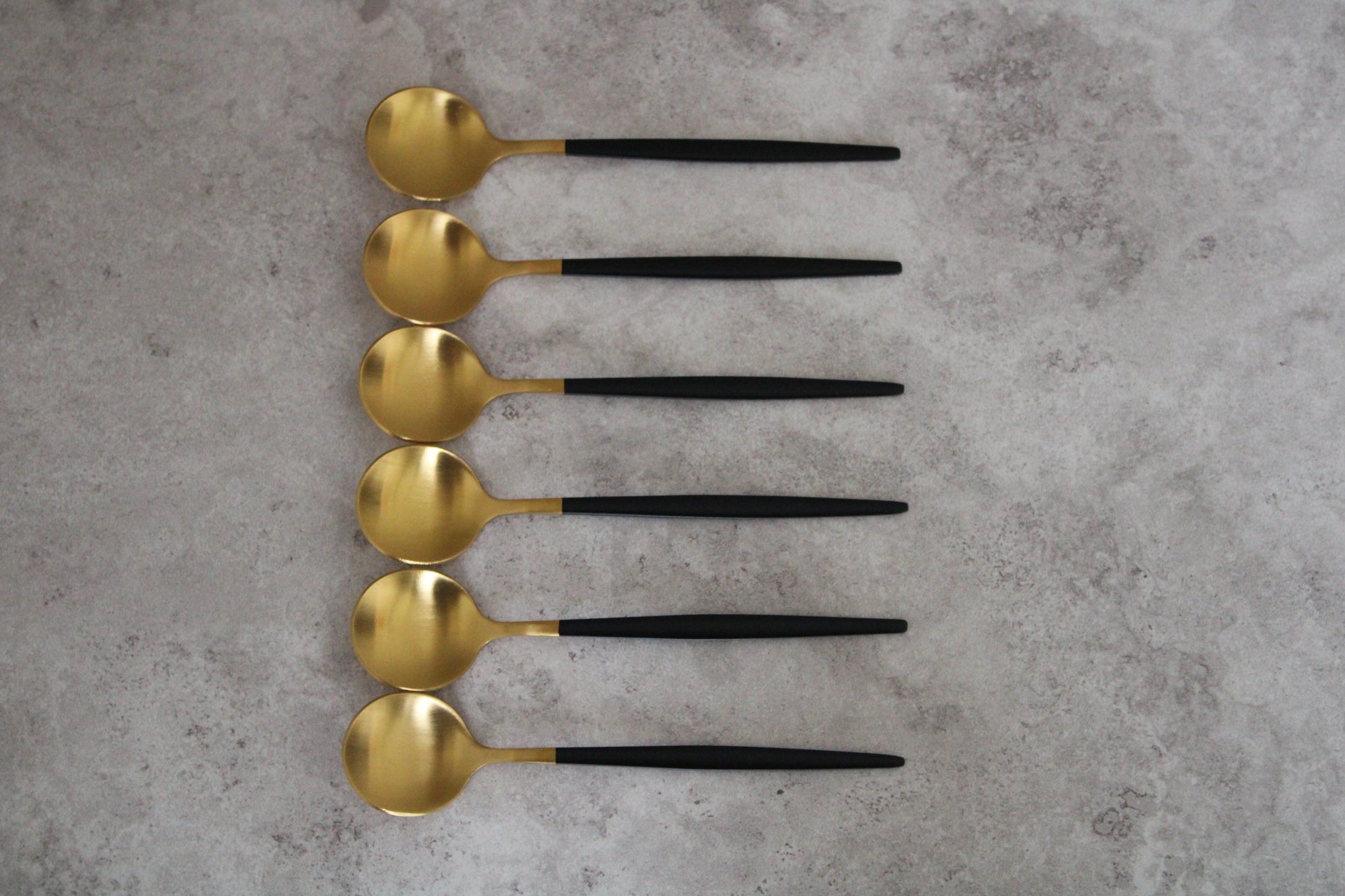 Black and Gold Stainless Steel Teaspoons - Set of 6