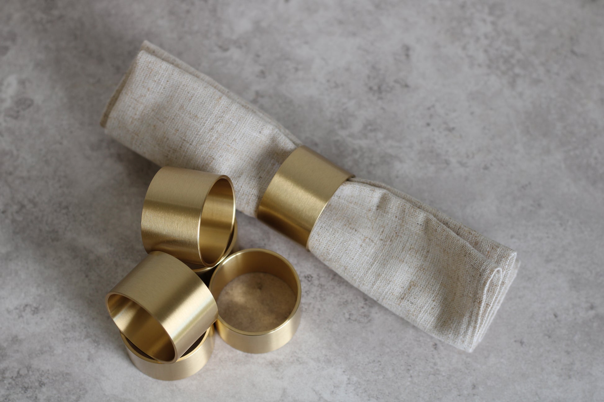 Brushed Brass Napkin Rings Set of 6