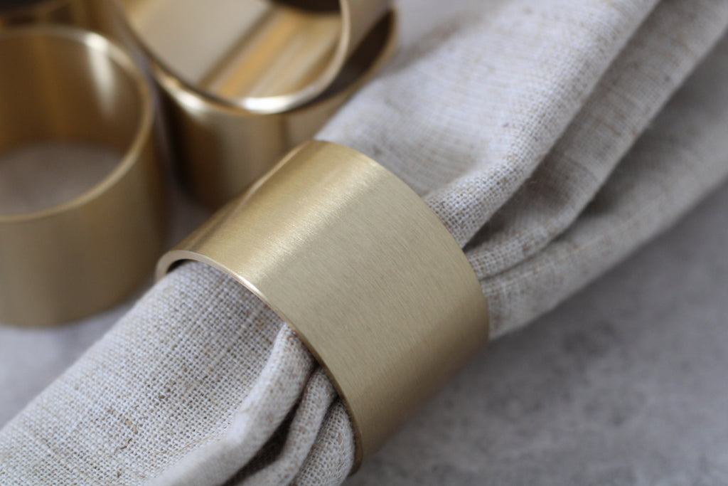 Brushed Brass Napkin Rings Set of 6