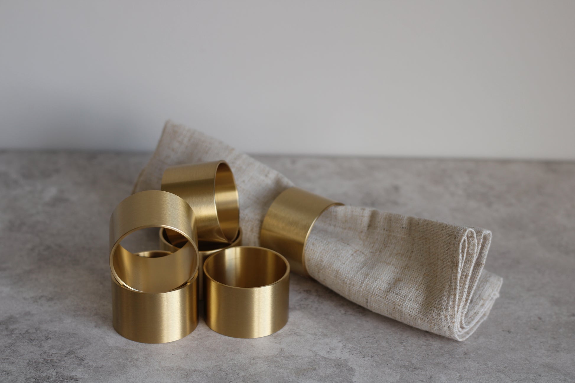 Brushed Brass Napkin Rings Set of 6