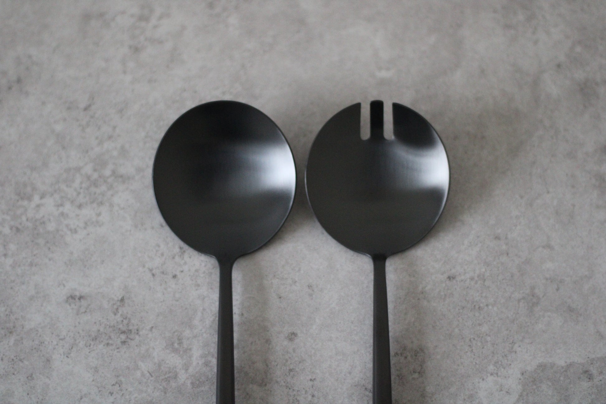 Black Salad Servers Stainless Steel - 30cm length