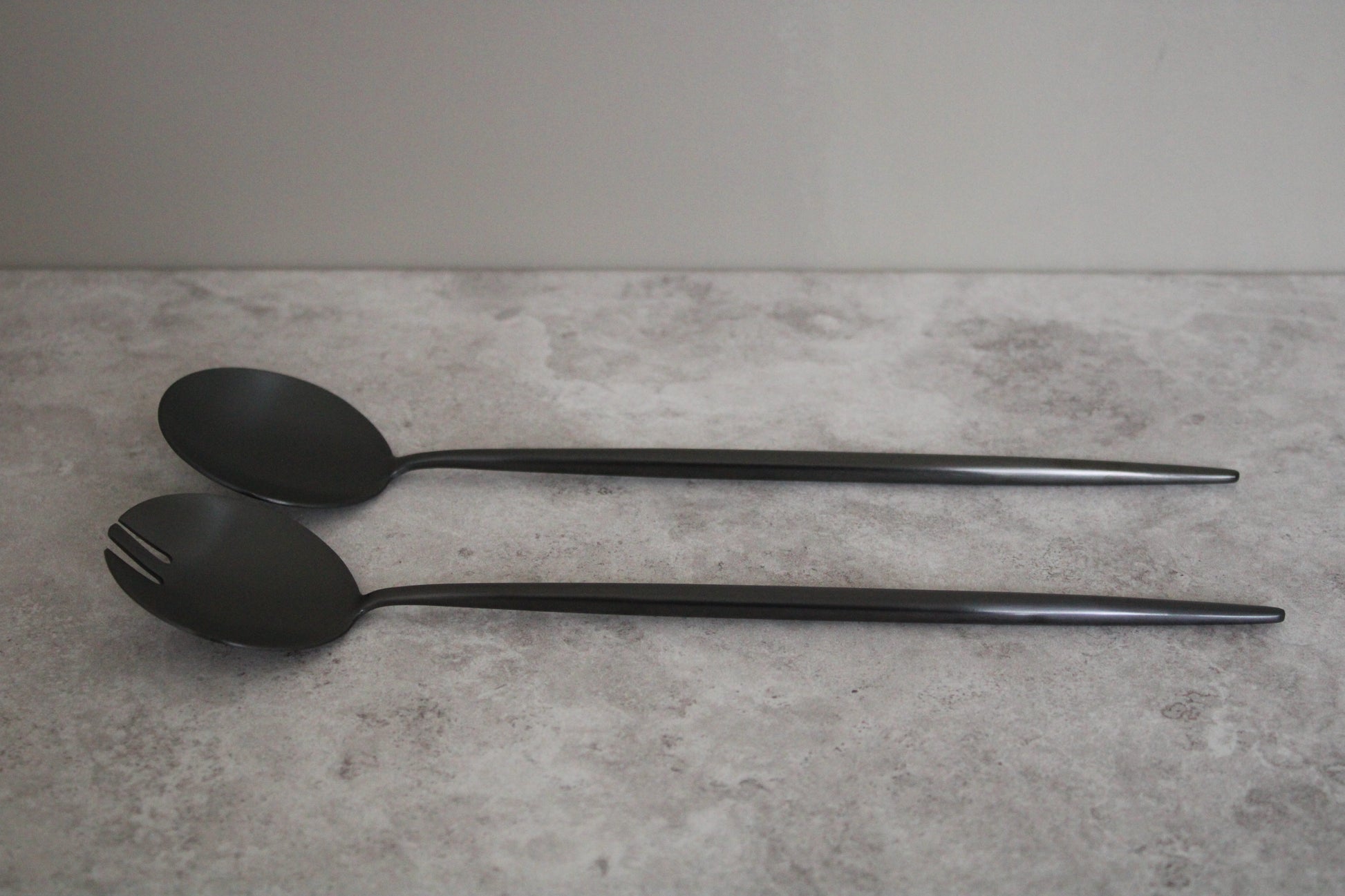 Black Salad Servers Stainless Steel - 30cm length