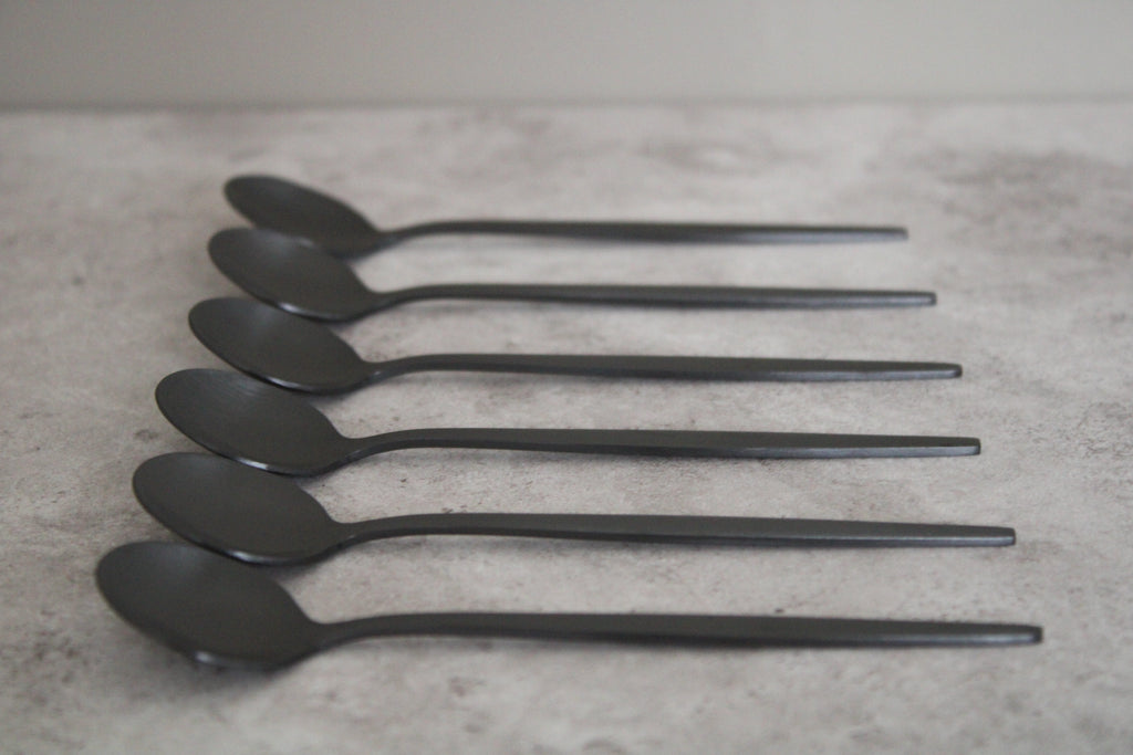 Black Stainless Steel Teaspoons - Set of 6