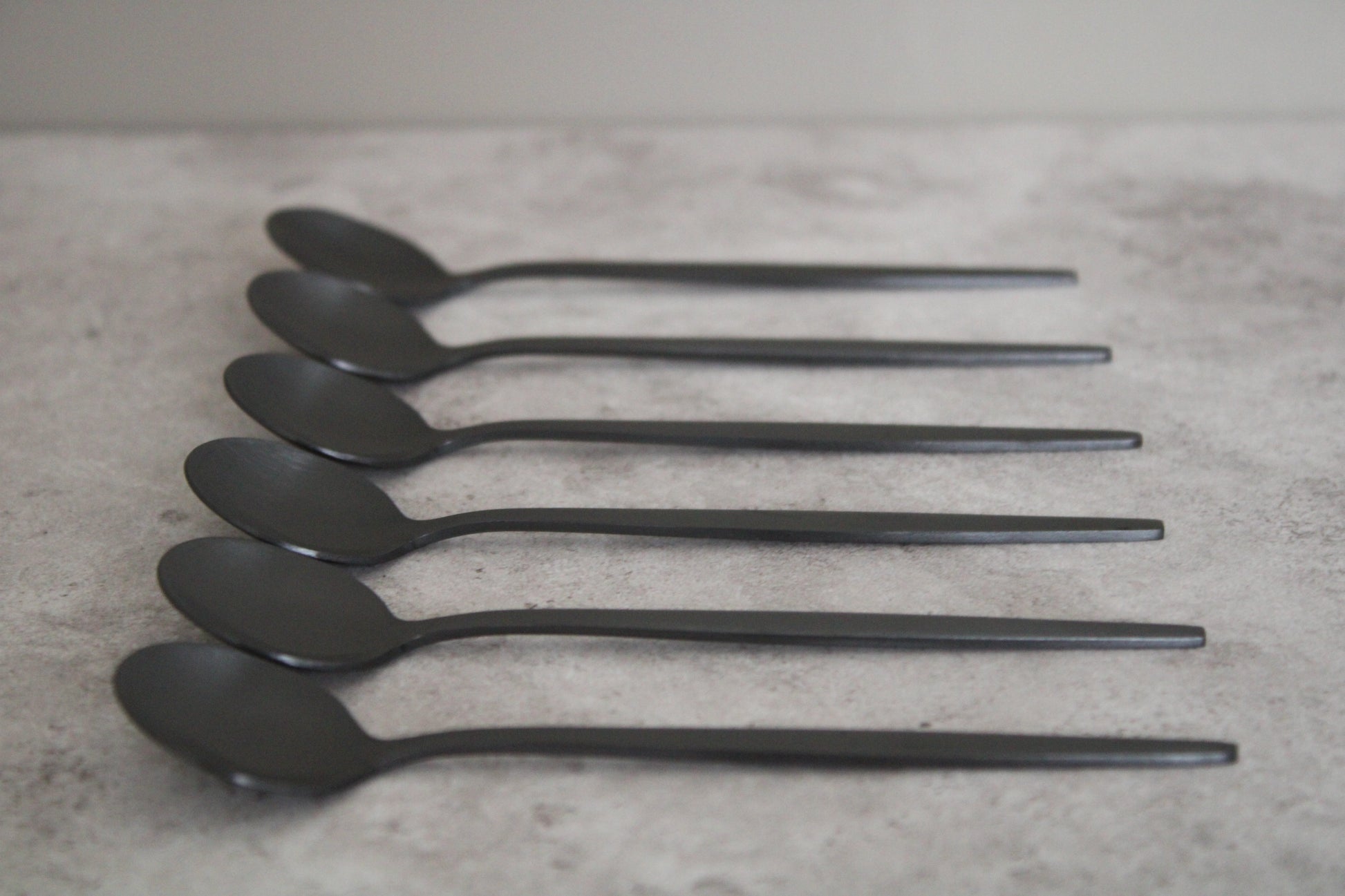 Black Stainless Steel Teaspoons - Set of 6