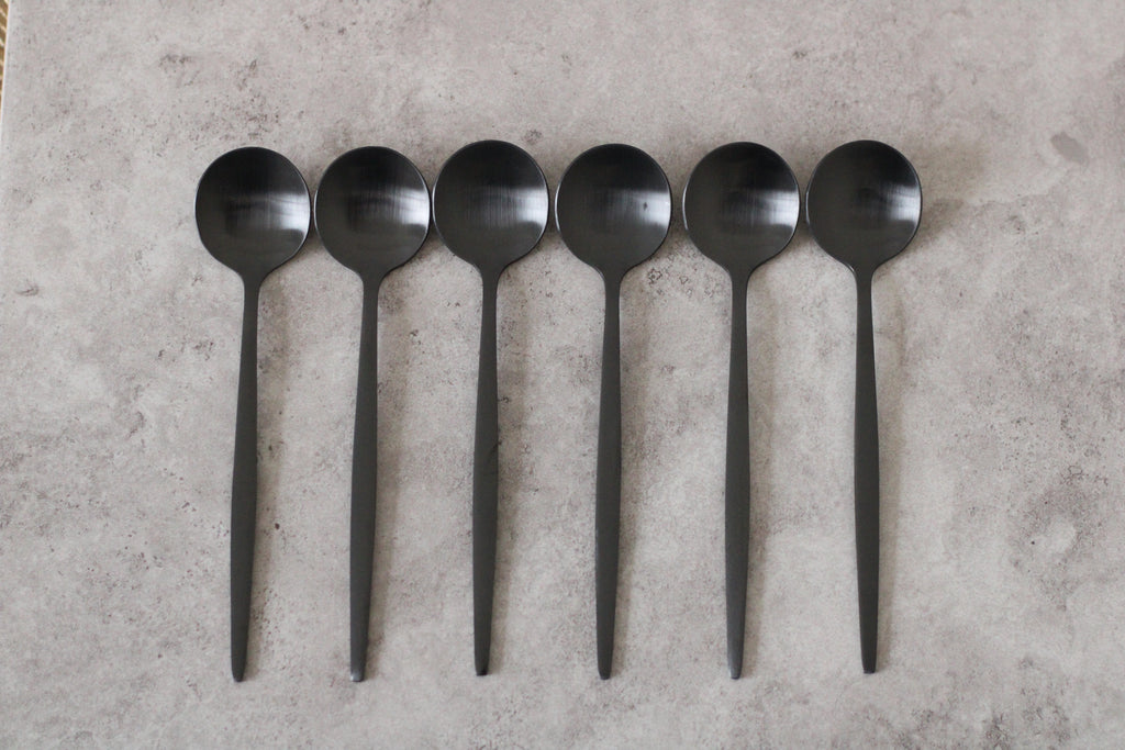 Black Stainless Steel Teaspoons - Set of 6