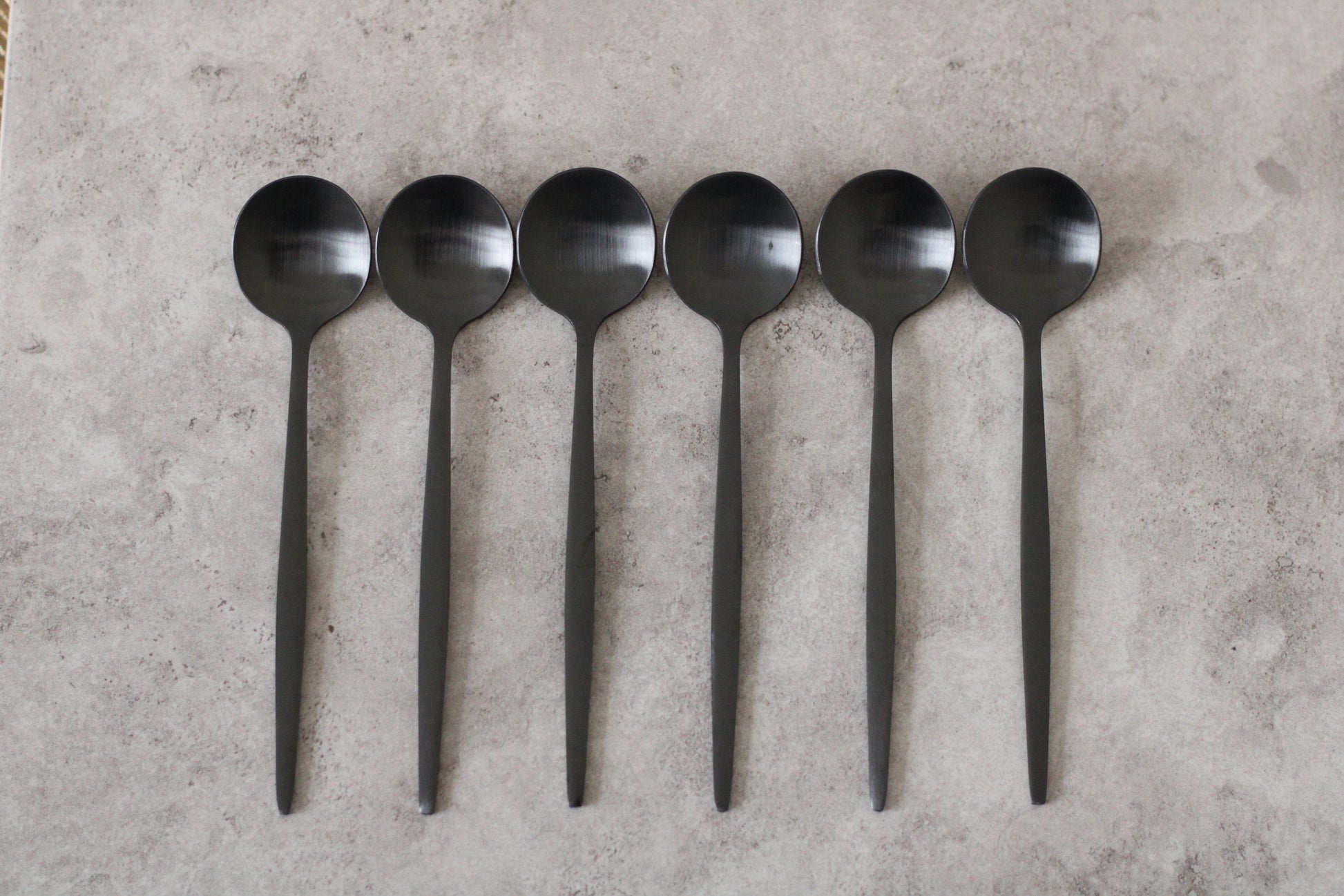 Black Stainless Steel Teaspoons - Set of 6
