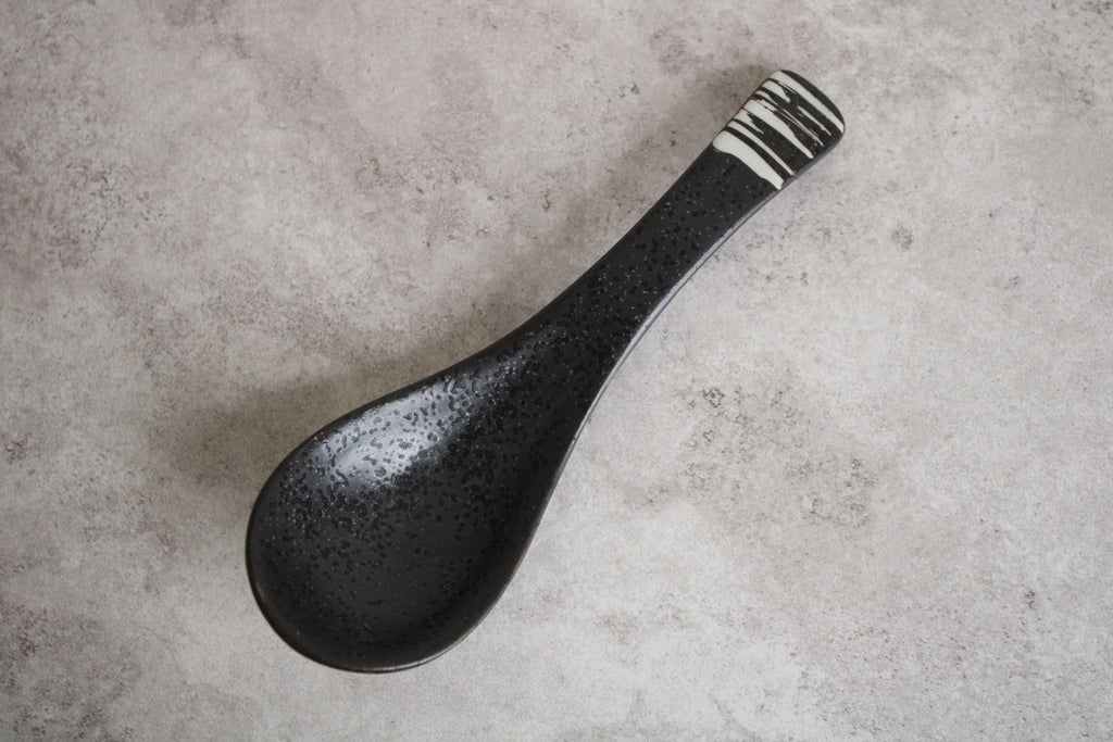 Black White Ceramic Spoon - 14cm