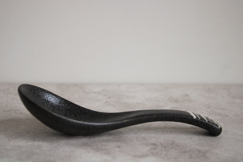 Black White Ceramic Spoon - 14cm
