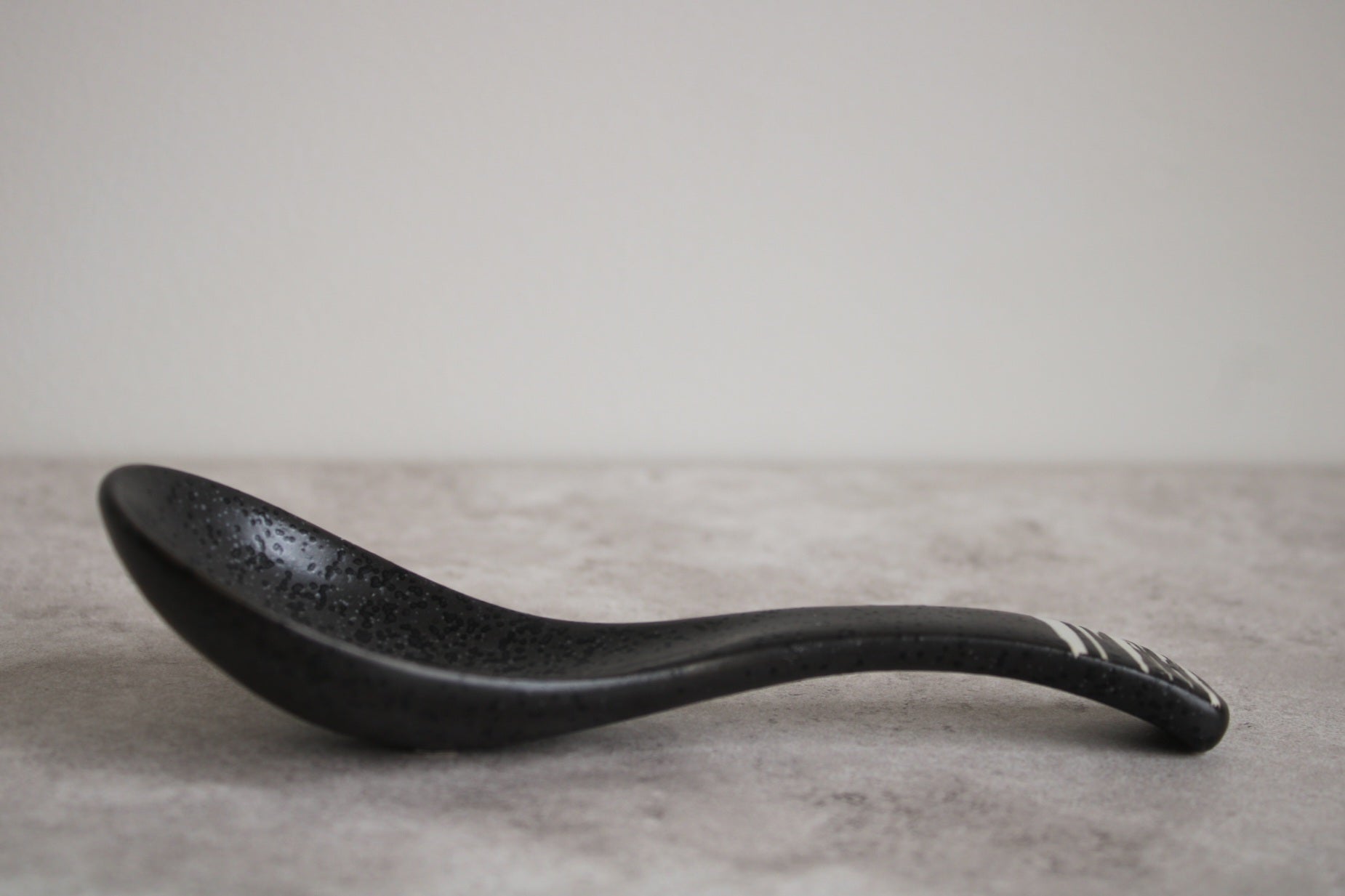 Black White Ceramic Spoon - 14cm
