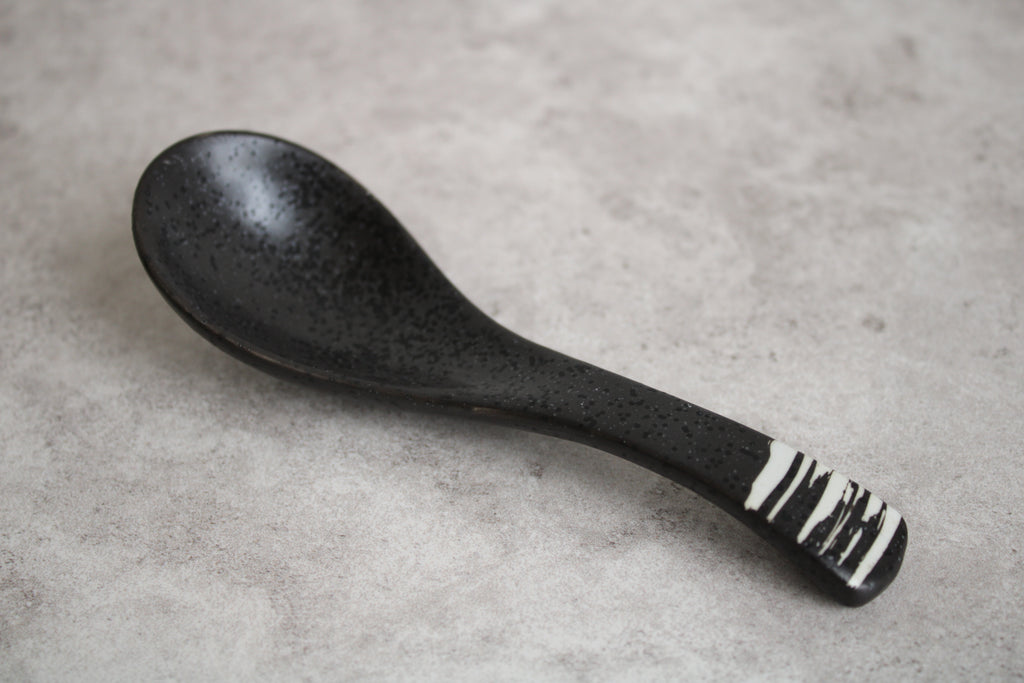 Black White Ceramic Spoon - 14cm