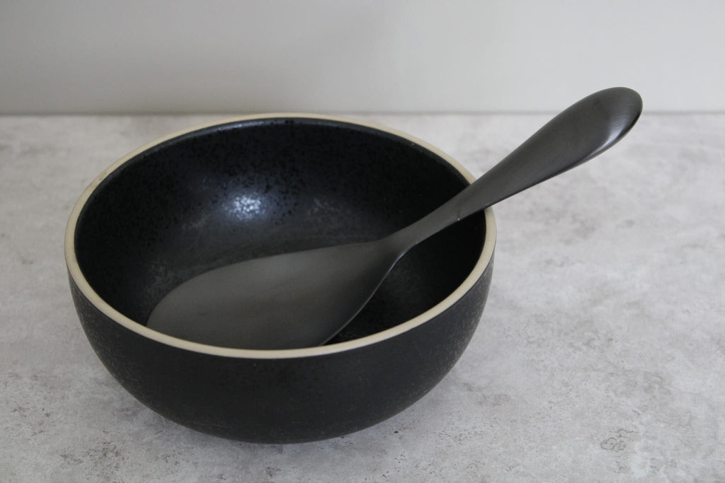 Black Stainless Steel extra wide Serving Spoon - 20x7cm