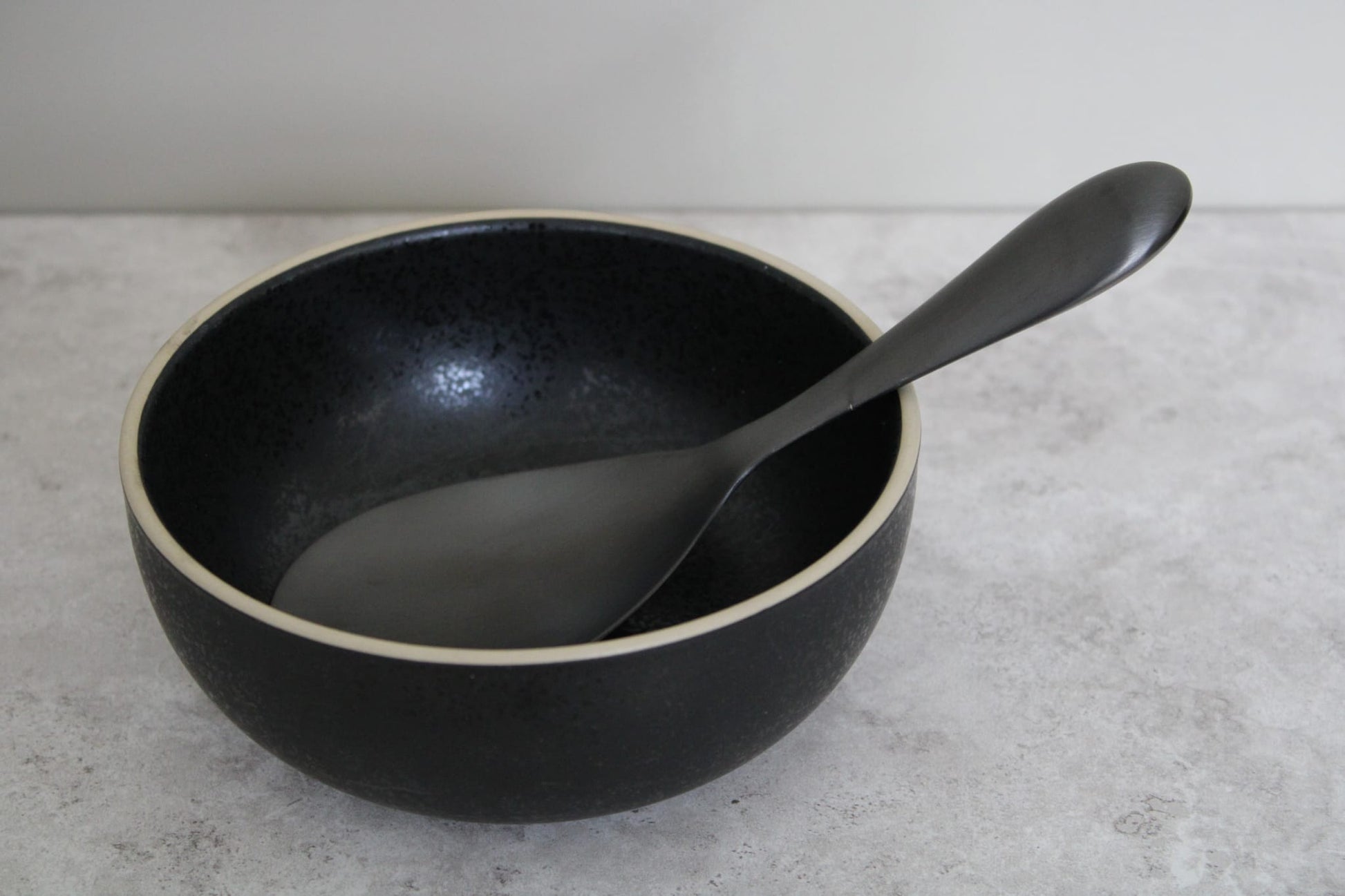 Black Stainless Steel extra wide Serving Spoon - 20x7cm