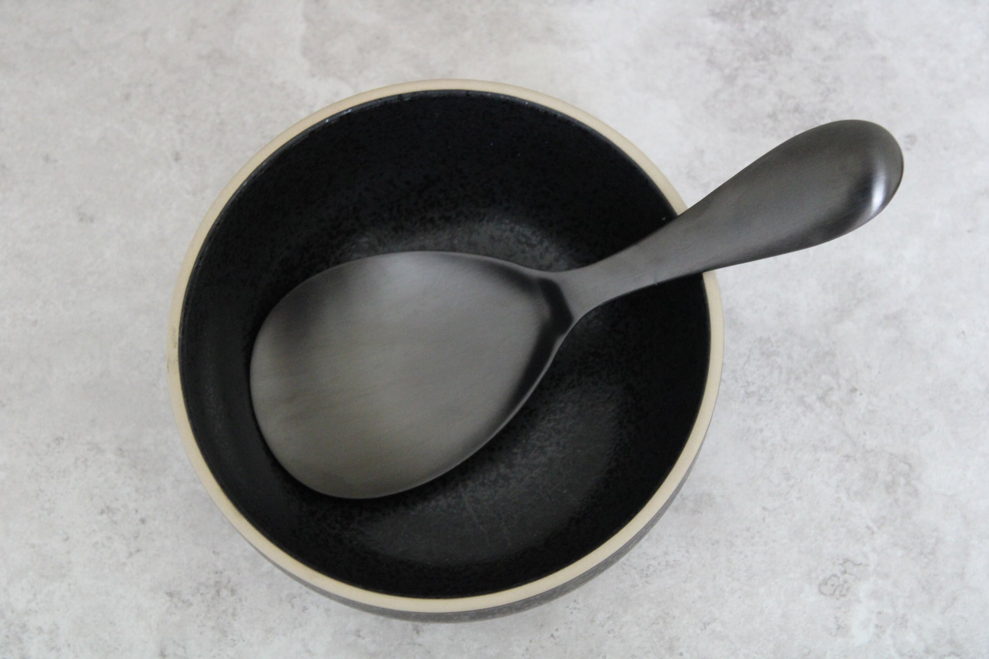 Black Stainless Steel extra wide Serving Spoon - 20x7cm