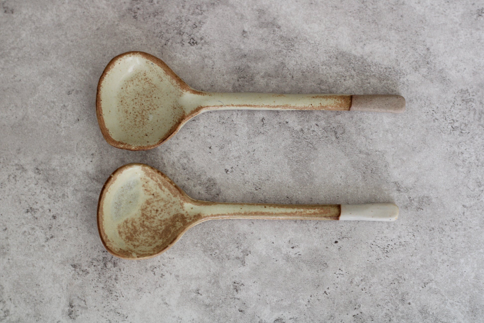 Beige and Cream Ceramic Spoons, Set of 2 - 14cm