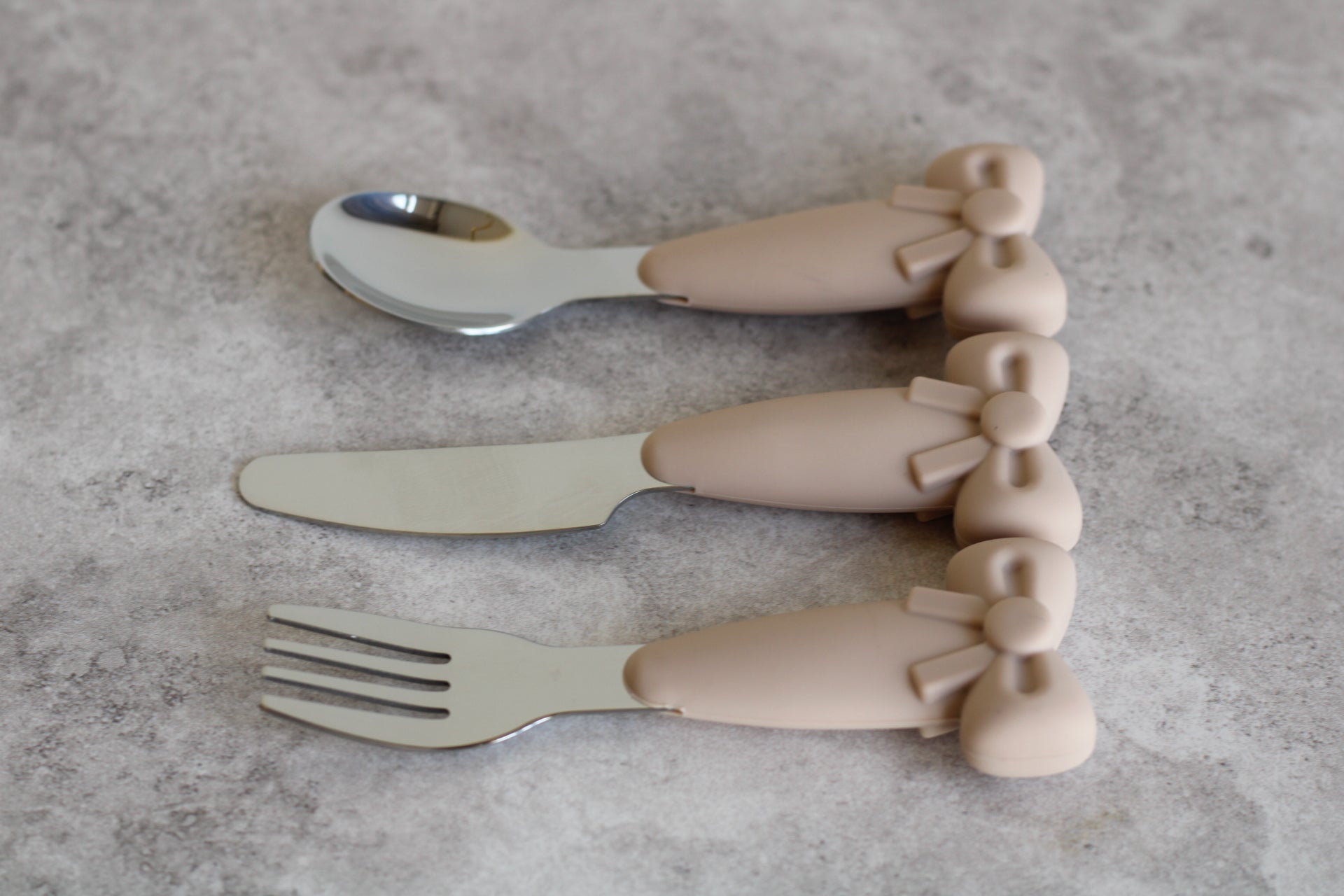 Dusky Pink Bow Children's Cutlery Set