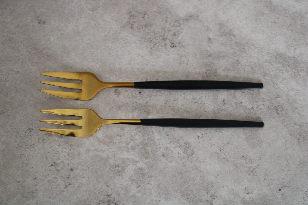Black and Gold Snack Forks - 13cm set of 2