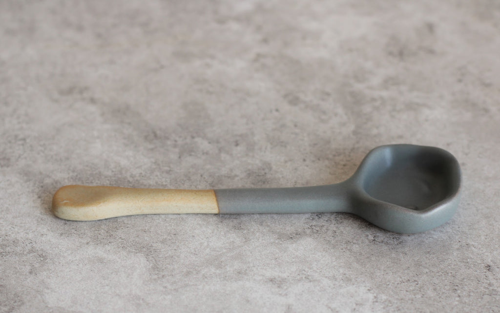 Grey Dual Texture Ceramic Spoon 16cm