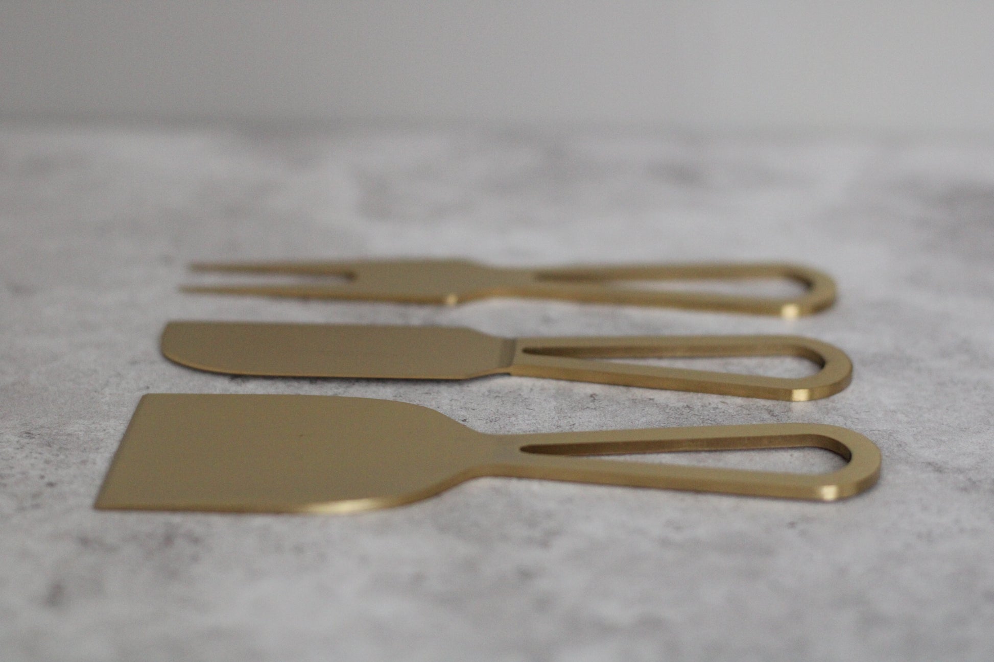 Gold 3 piece Flat Cheese Knife Set - 13cm length