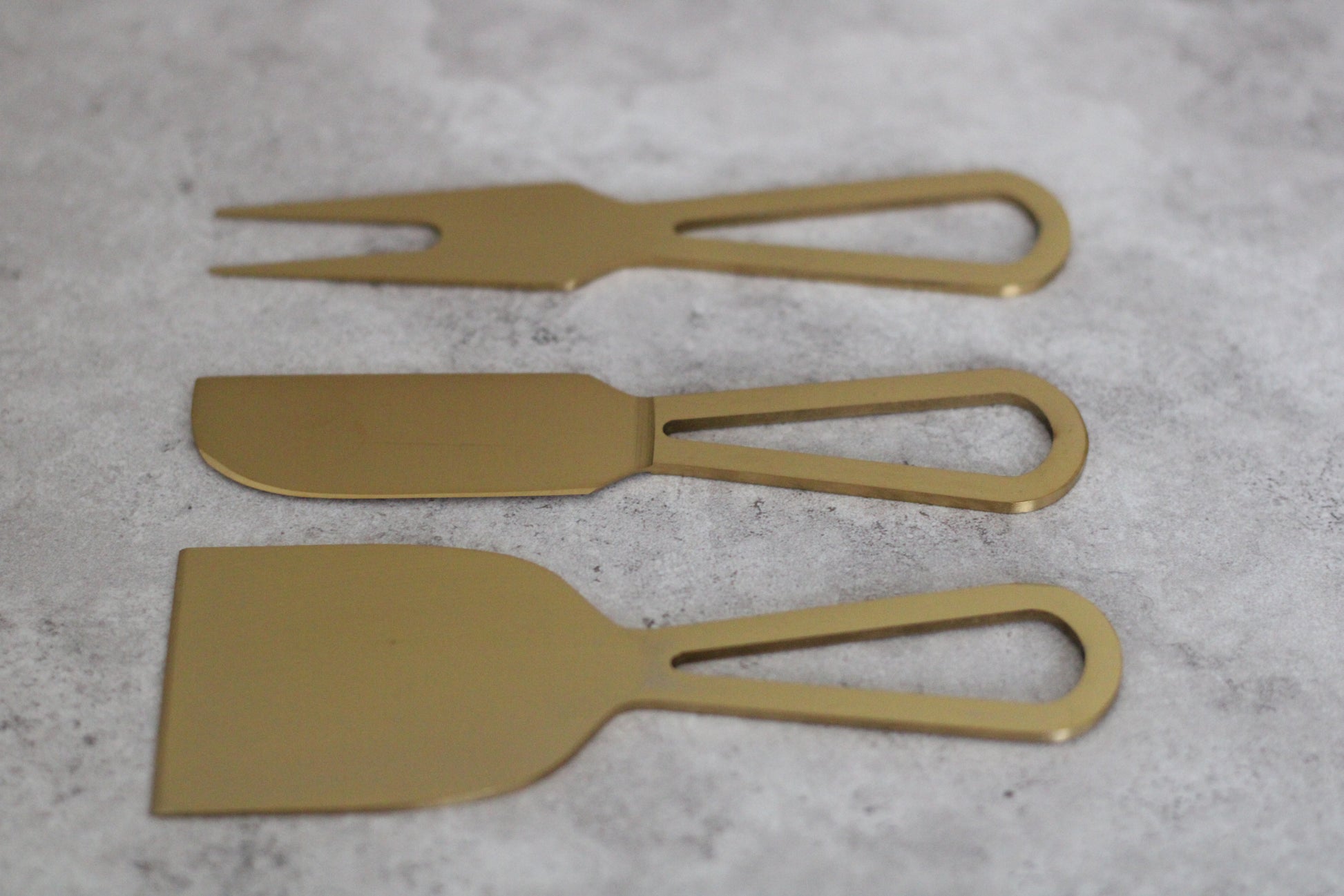Gold 3 piece Flat Cheese Knife Set - 13cm length