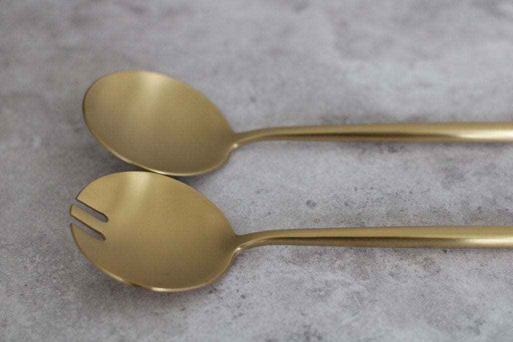 Gold Stainless Steel Salad Servers - 30cm length