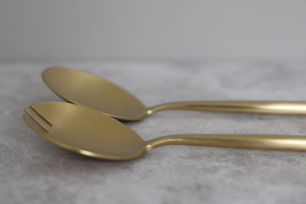 Gold Stainless Steel Salad Servers - 30cm length