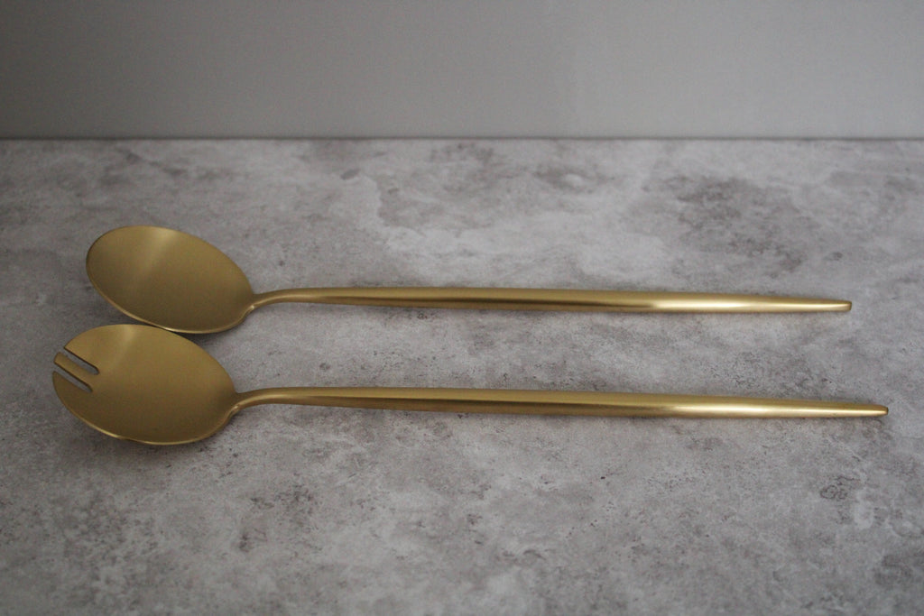 Gold Stainless Steel Salad Servers - 30cm length