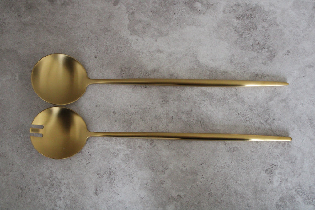 Gold Stainless Steel Salad Servers - 30cm length