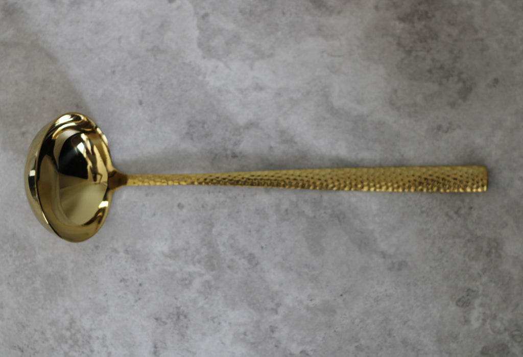 Stainless Steel Gold Textured Ladle - Extra Large - 30x8cm