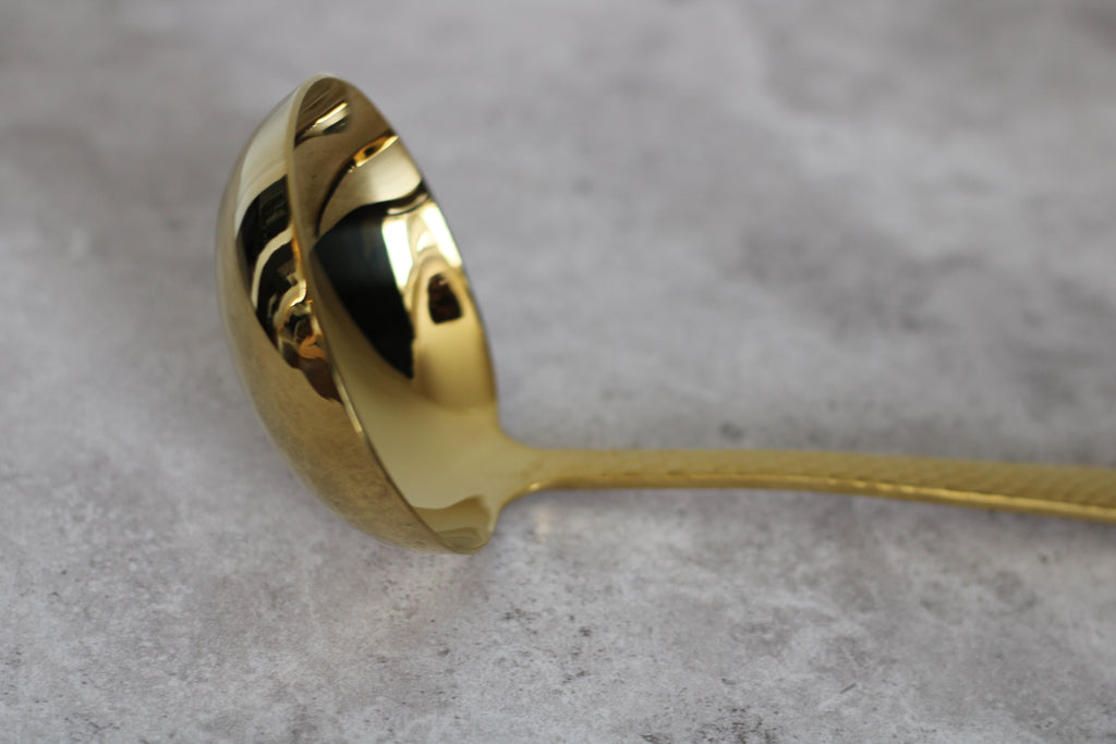 Stainless Steel Gold Textured Ladle - Extra Large - 30x8cm