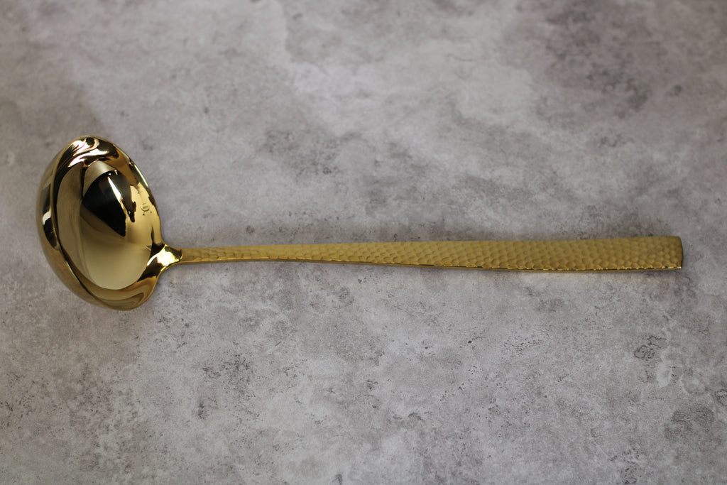 Stainless Steel Gold Textured Ladle - Extra Large - 30x8cm