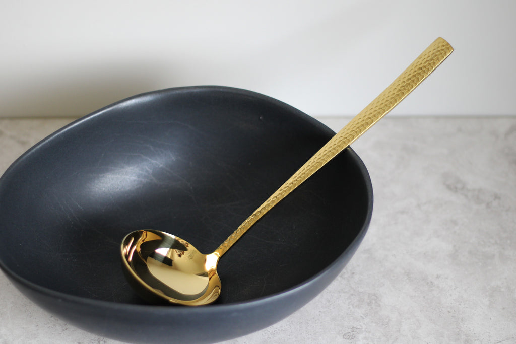 Stainless Steel Gold Textured Ladle - Extra Large - 30x8cm
